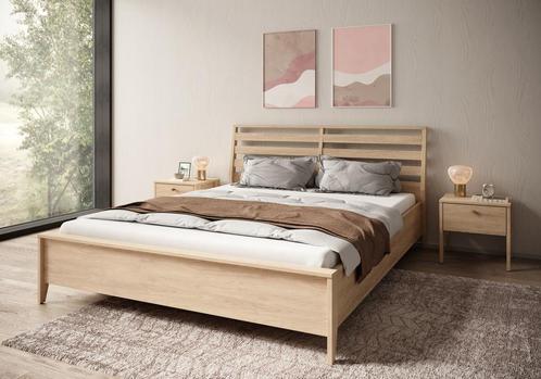Tweepersoonsbed - Eiken - Met gasliftsysteem - 160x200 cm, Huis en Inrichting, Slaapkamer | Bedden, Nieuw, Verzenden