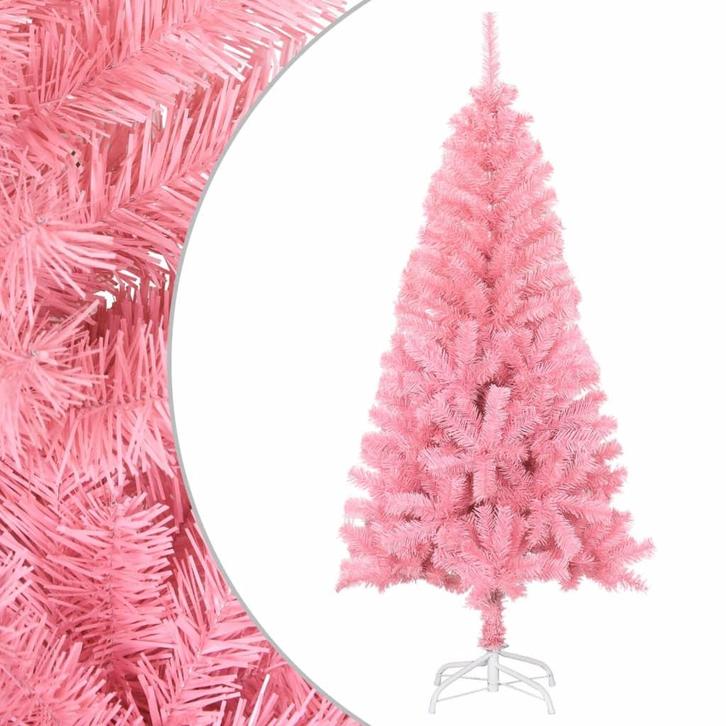 vidaXL Kunstkerstboom met standaard 120 cm PVC roze, Diversen, Kerst, Nieuw, Verzenden