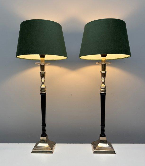 Tafellamp - Messing, Textiel - Twee grote schemerlampen, Antiek en Kunst, Curiosa en Brocante