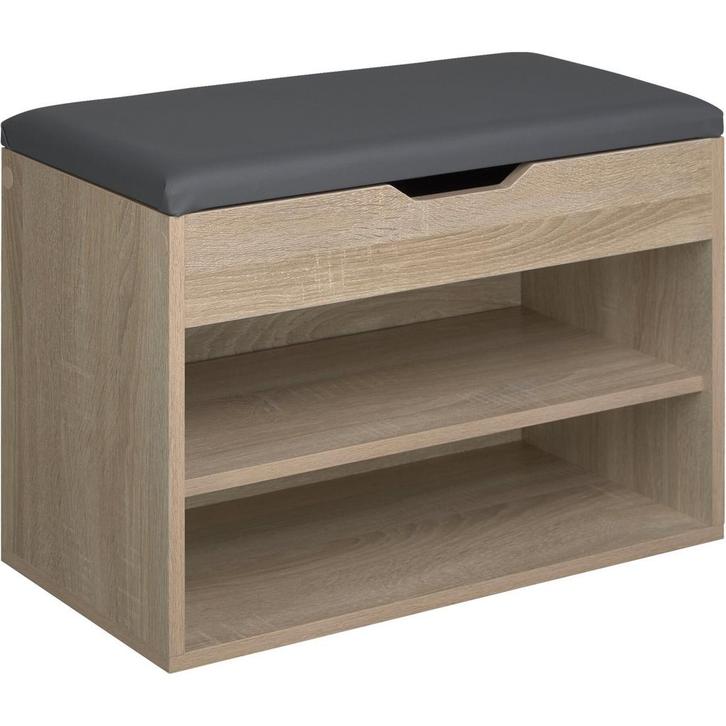 tectake Schoenenkast Jasmina met zitkussen 60x30x43,5cm - Li, Huis en Inrichting, Kasten | Schoenenkasten, Verzenden