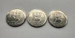 Nederland. 3x Misslag 25 Cent 1980 Decentrisch  (Zonder, Postzegels en Munten