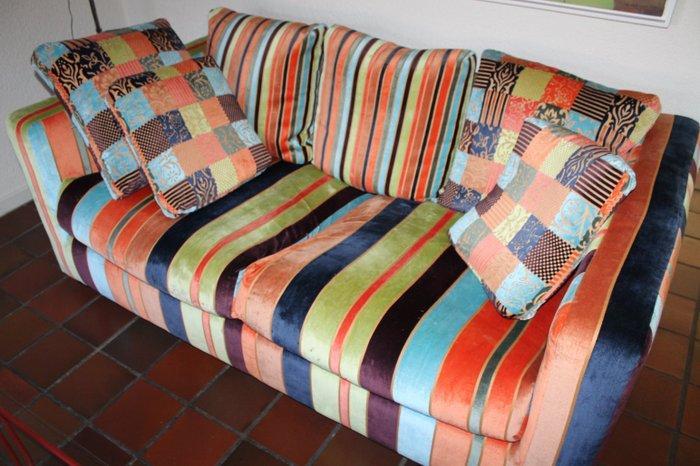 Bank - Katoen - Vintage kleurrijke bank, Antiek en Kunst, Kunst | Designobjecten