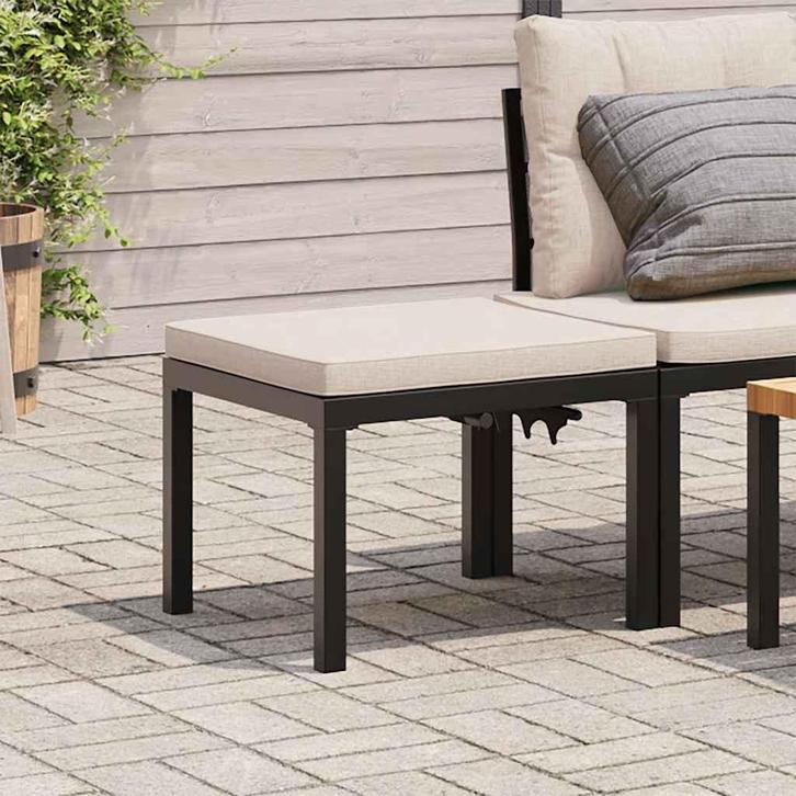vidaXL Tuinkruk met kussen gepoedercoat staal zwart, Tuin en Terras, Tuinsets en Loungesets, Nieuw, Verzenden
