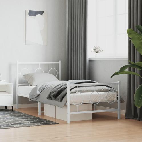 vidaXL Bedframe met hoofd- en voeteneinde metaal wit 90x200, Huis en Inrichting, Slaapkamer | Bedden, Nieuw, Verzenden