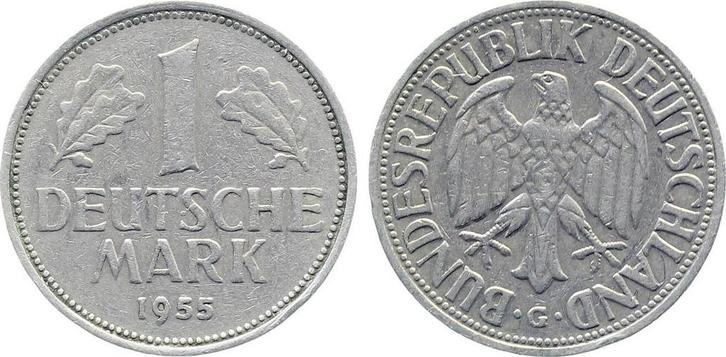Duitsland Variante 1 Dm 1955 G mit Punkt Rs: doppelt gepr..., Postzegels en Munten, Munten | Europa | Niet-Euromunten, België