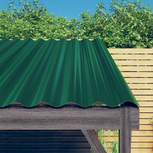 vidaXL Dakpanelen 12 st 60x36 cm gepoedercoat staal groen, Doe-het-zelf en Bouw, Dakpannen en Dakbedekking, Nieuw, Verzenden