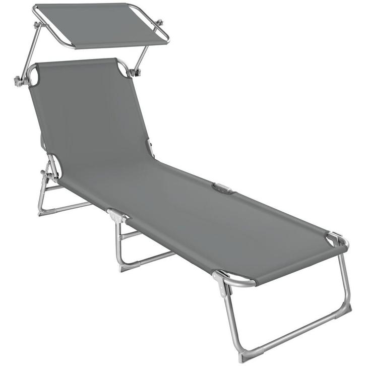 tectake Ligbed met 4 standen - grijs, Tuin en Terras, Tuinsets en Loungesets, Verzenden