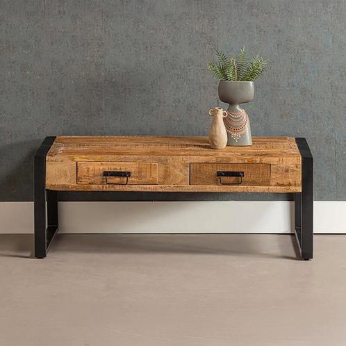 Salontafel Mangohout Britt 2 Lades 120, Maison & Meubles, Tables | Tables de salon, Envoi