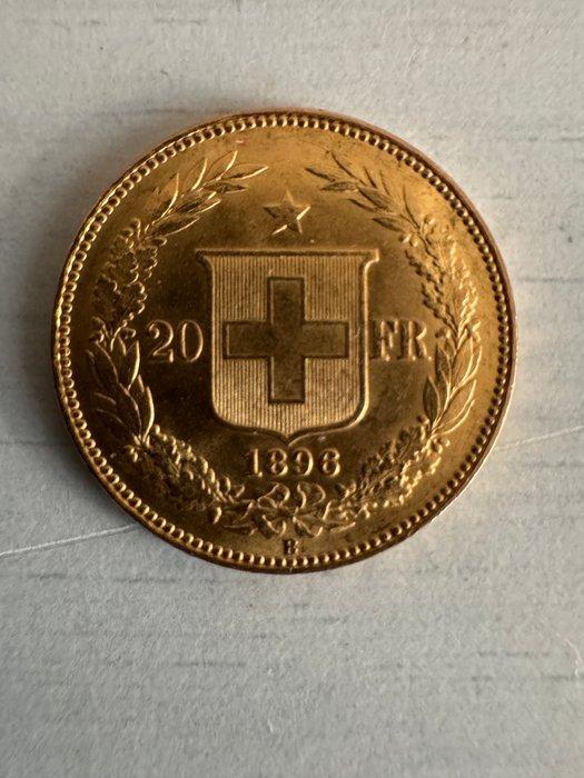 Zwitserland. 20 Franken 1896, Postzegels en Munten, Munten | Europa | Niet-Euromunten