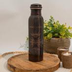 Puur koperen waterfles gegraveerde zon antique ± 950 ml, Ophalen of Verzenden, Nieuw