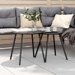 vidaXL Tuintafeltjes 2 st rond gepoedercoat staal zwart, Tuin en Terras, Tuintafels, Verzenden, Nieuw