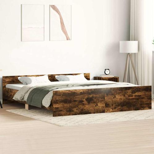 vidaXL Bedframe met hoofd- en voeteneinde gerookt eiken, Huis en Inrichting, Slaapkamer | Bedden, Nieuw, Verzenden