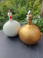 Beeld, set of 2 balloon chickens - 23 cm - polyresin