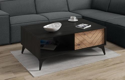 Salontafel Eiken zwart opberglade 104x68x40 cm, Huis en Inrichting, Tafels | Salontafels, Nieuw, 50 tot 100 cm, Minder dan 50 cm