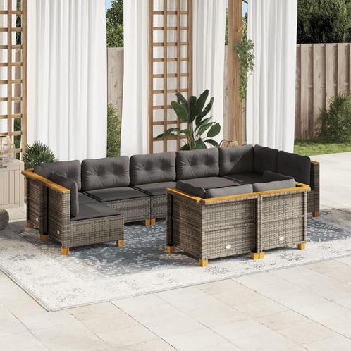 vidaXL Salon de jardin 9 pcs avec coussins gris rÃ©sine, Jardin & Terrasse, Ensembles de jardin, Salons de jardin, Neuf, Envoi