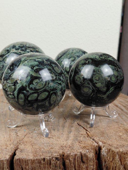 Set van 4 gepolijste Kambaba Jaspis edelsteen bollen - op, Verzamelen, Mineralen en Fossielen