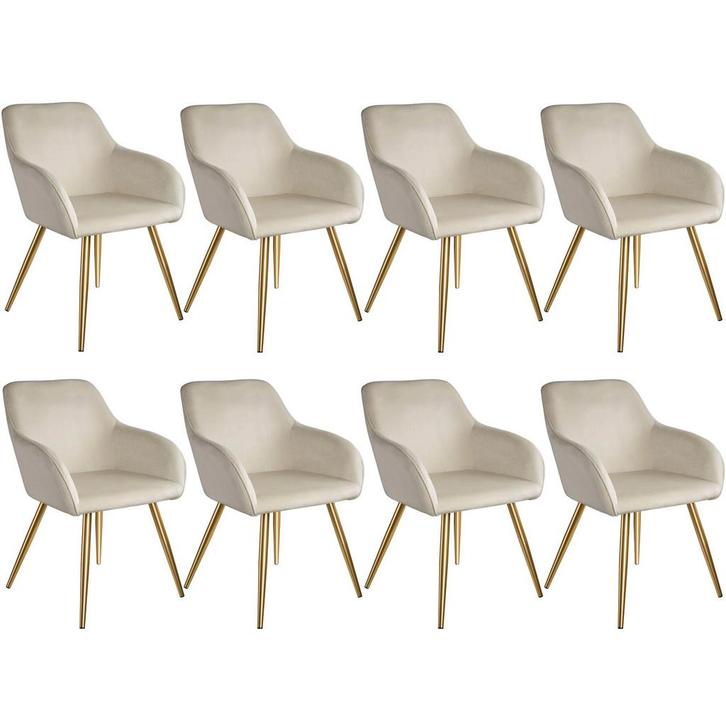 tectake Eetkamerstoel Marilyn fluweellook, gouden poten - cr, Huis en Inrichting, Stoelen, Verzenden