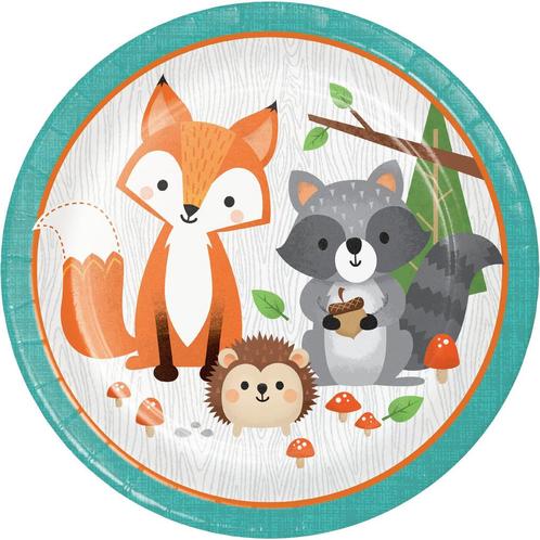 Bosdieren Borden 23cm 8st, Hobby en Vrije tijd, Feestartikelen, Nieuw, Verzenden