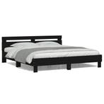 vidaXL Cadre de lit avec tête de lit et LED noir 180x200, Maison & Meubles, Chambre à coucher | Lits, Neuf, Verzenden