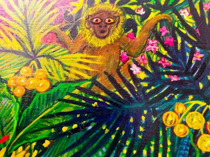 Claudine Suret-Canale - Le félin et la biodiversité, Antiek en Kunst, Kunst | Schilderijen | Klassiek