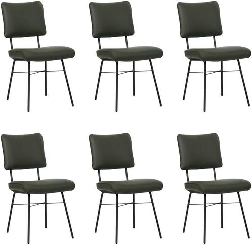Set van 6 Donkergroene leren industriële design, Huis en Inrichting, Stoelen, Overige kleuren, Vijf, Zes of meer stoelen, Nieuw
