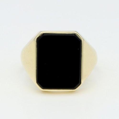 Ring - 14 karaat Geel goud - Onyx, Handtassen en Accessoires, Ringen
