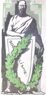 Thorvald Stauning op spotprent (lijst optie, Lithos), Antiek en Kunst, Verzenden