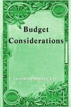 Budget Considerations by Lux, George New   ,,, Boeken, Verzenden, Zo goed als nieuw, Lux, Lawrance George