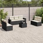 vidaXL 8-delige Loungeset met kussens poly rattan zwart, Tuin en Terras, Verzenden, Nieuw