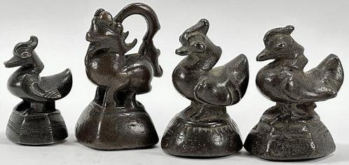 4 Antichi Pesi Birmani per Oppio - realizzati in Bronzo -, Antiek en Kunst, Kunst | Niet-Westerse kunst