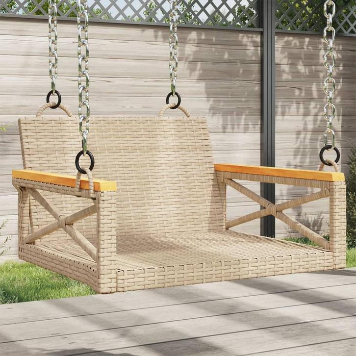 vidaXL Schommelbank 63x62x40 cm poly rattan beige, Jardin & Terrasse, Ensembles de jardin, Envoi