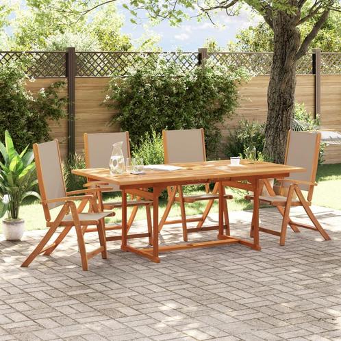 vidaXL 5-delige Tuinset massief acaciahout en textileen, Tuin en Terras, Tuinsets en Loungesets, Tuinset, Nieuw, Verzenden
