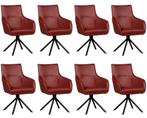 Set van 8 Rode leren industriële draaibare eetkamerstoelen -, Huis en Inrichting, Nieuw, Vijf, Zes of meer stoelen, Eigentijds