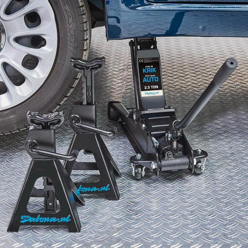 Datona Autokrik 2,5 ton + set assteunen + kruissleutel -, Auto diversen, Krikken, Ophalen of Verzenden