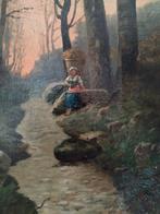 Egidio de Rubelli  (XIX) - Tramonto nel bosco, Antiek en Kunst