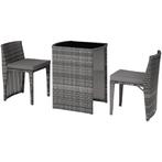 tectake Aluminium wicker bistroset Hamburg - grijs, Tuin en Terras, Verzenden, Nieuw