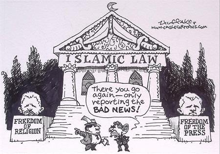 Pentekening Amerika - Islamitische wet (lijst optie), Antiek en Kunst, Kunst | Tekeningen en Fotografie, Verzenden