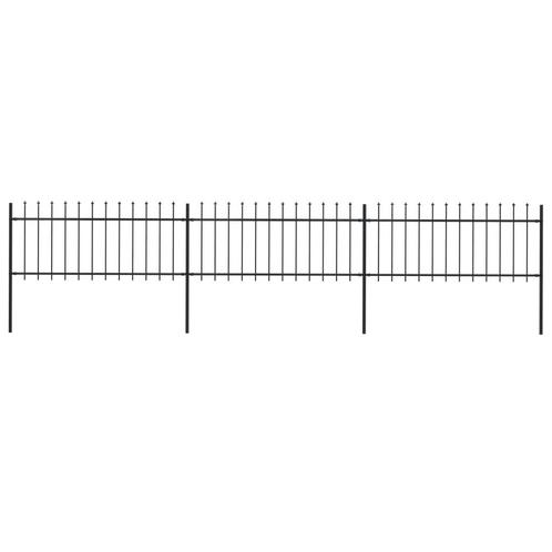 vidaXL Tuinhek met speerpunt staal 537x80 cm zwart, Tuin en Terras, Tuinhekken en Hekwerk, Nieuw, Verzenden