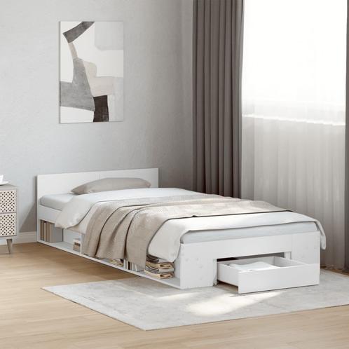 vidaXL Bedframe met lade bewerkt hout wit 90x190 cm, Huis en Inrichting, Slaapkamer | Bedden, Nieuw, Verzenden