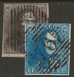 België 1849 - Epauletten 10c Bruin en 20c Blauw met stempel, Postzegels en Munten, Gestempeld