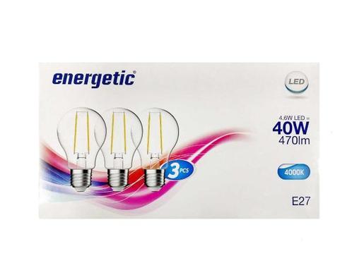 Veiling - 20x  Energetic A60 Clear LED E27 4000K 4,6W 3-Pack, Huis en Inrichting, Lampen | Overige