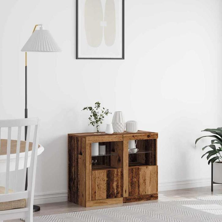 vidaXL Bijzetkast 2 pcs Oud hout 41 x 37 x 67 cm Bewerkt, Huis en Inrichting, Kasten | Overige, Nieuw, Verzenden