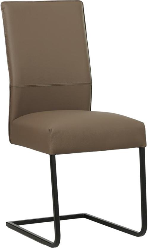 Bruine leren industriële eetkamerstoel - poot vierkant zwart, Huis en Inrichting, Stoelen, Overige kleuren, Eén, Nieuw, Leer, Ophalen of Verzenden