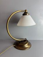 Lamp - Bureaulamp met Gebogen Messing Standaard en Opaline, Nieuw