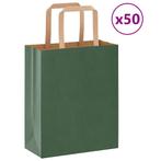 vidaXL Papieren zakken 50 st met hengsels 18x8x22 cm groen, Diversen, Cadeauverpakkingen, Verzenden, Nieuw