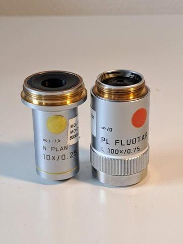 Microscope lens - PL FLUOTAR L100x/0.75 e N PLAN 10x/0.25 -