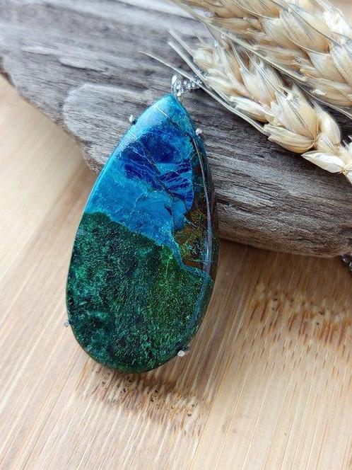 Bijou artisanal en argent 925 avec Azzurite de haute, Verzamelen, Mineralen en Fossielen