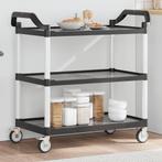 vidaXL Trolley 3-laags 99x50x96 cm aluminium zwart, Huis en Inrichting, Verzenden, Nieuw