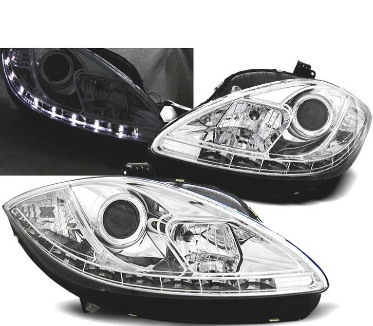 PHARES POUR SEAT LEON ET ALTEA 09-12 DAYLIGHT FOND  CHROMÉ, Autos : Pièces & Accessoires, Éclairage, Envoi