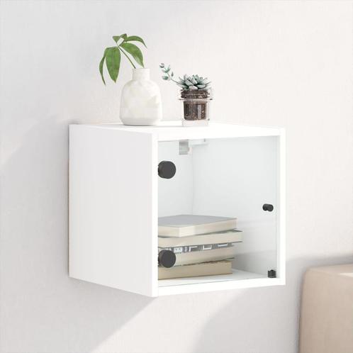 vidaXL Nachtkastje met glazen deur 35x37x35 cm wit, Huis en Inrichting, Slaapkamer | Nachtkastjes, Nieuw, Verzenden